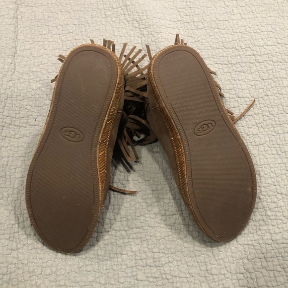 UGG ALEXIA DARK CHESTNUT NUBUCK LEATHER FRINGE STUDDED MOCCASIN ANKLE BOOTS SZ 6 - Picture 9 of 9
